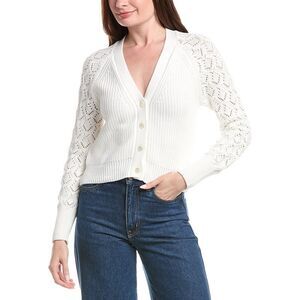 &Isla Womens  Demi Pointelle Sleeve Cardigan, White